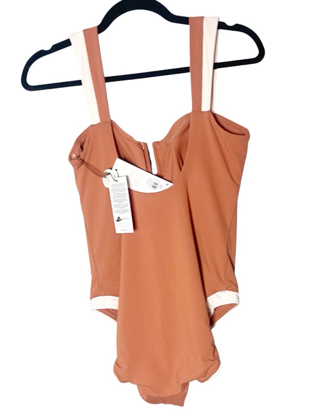 Calia by Carrie Underwood One Piece Swimsuit Size 10 brown V Notch Sculpting NWT - Picture 6 of 7